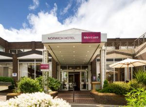 Front exterior shot of Mercure Norwich Hotel